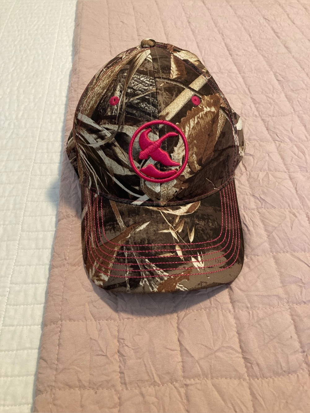 Camo Baseball Cap with Pink Accent for Women